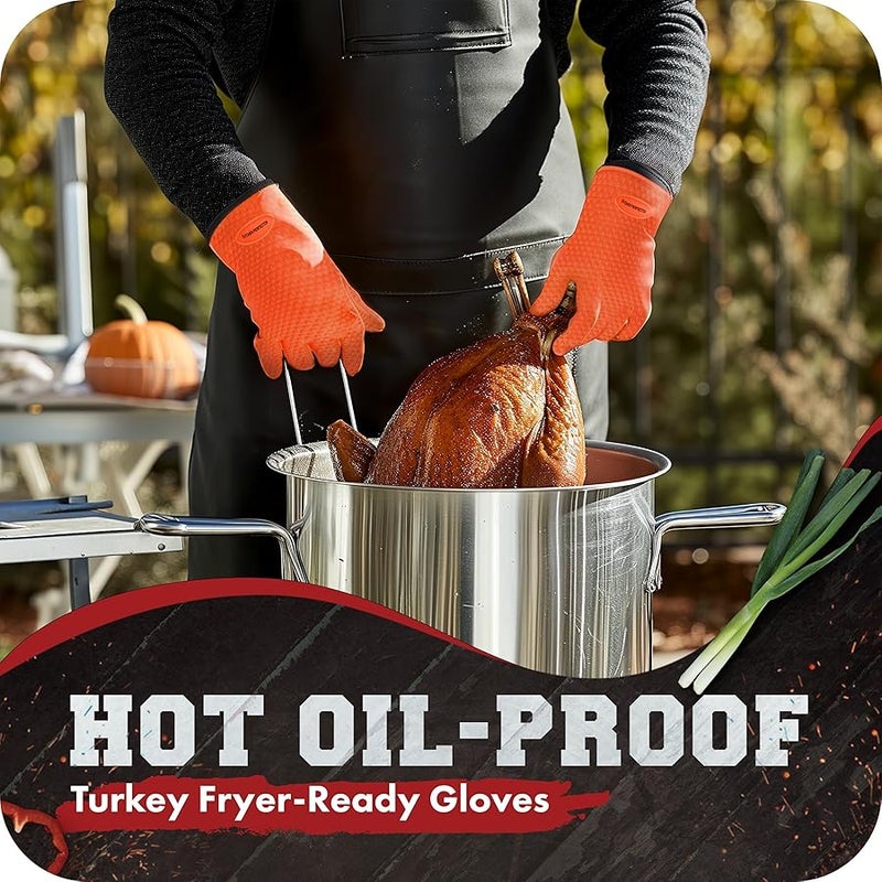 Kitchen perfection KP Silicone Smoker Oven Gloves -Extreme Heat Resistant BBQ Gloves -Handle Hot Food Right on Your Grill Barbecue Fryer & Pit |Waterproof Grilling Cooking & Baking Mitts |Superior Value Set +3 Bonuses - Image 5