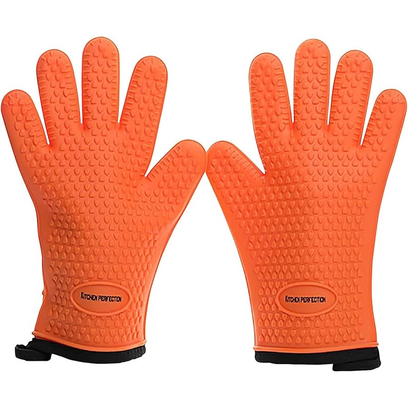 Kitchen perfection KP Silicone Smoker Oven Gloves -Extreme Heat Resistant BBQ Gloves -Handle Hot Food Right on Your Grill Barbecue Fryer & Pit |Waterproof Grilling Cooking & Baking Mitts |Superior Value Set +3 Bonuses - Image 1