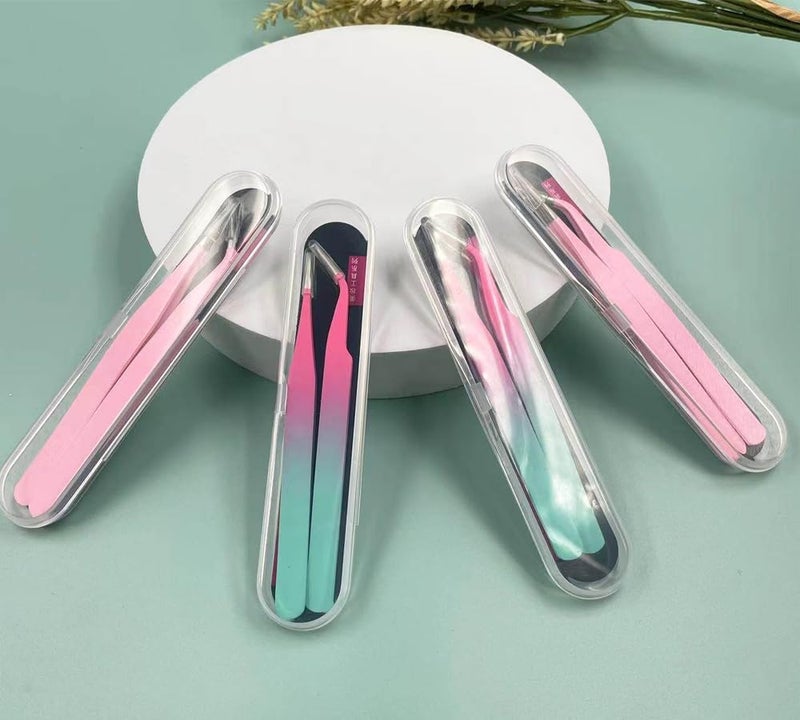53 Arts 3pcs Tweezers Stainless Steel Straight and Curved Volume Lash Tweezers Set for Eyelash Extension Professional With Twizers Case - Image 4