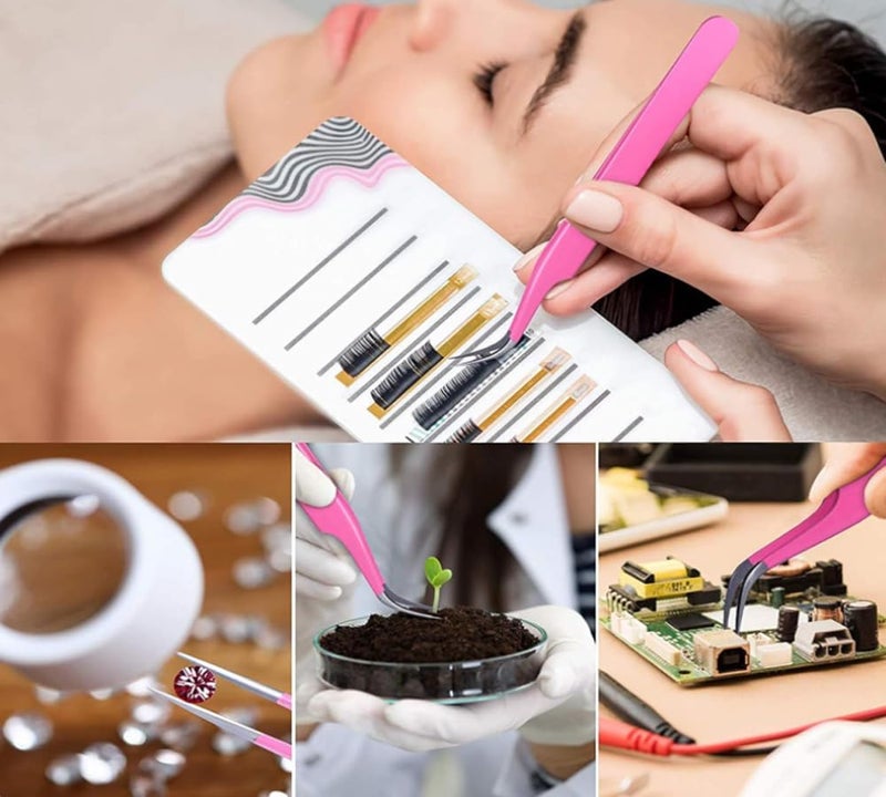 53 Arts 3pcs Tweezers Stainless Steel Straight and Curved Volume Lash Tweezers Set for Eyelash Extension Professional With Twizers Case - Image 2