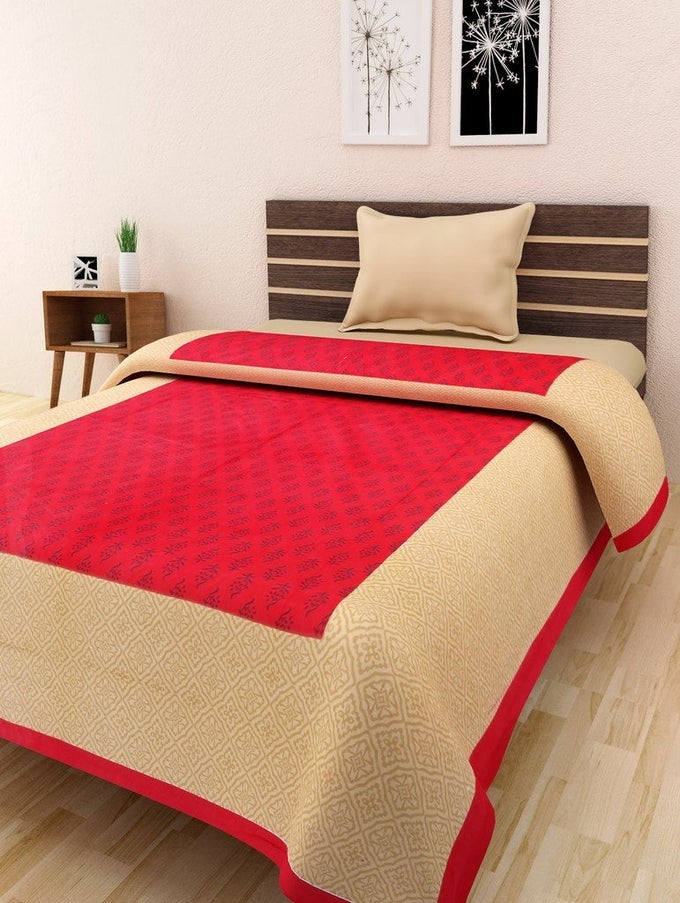 100 PURE COTTON RED COLOUR 1 SINGLE BEDSHEET WITHOUT PILLOW COVERS SIZE 58X89 INCHES 148X228 CM