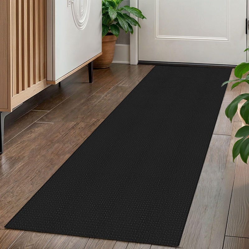 KOZYFLY Runners for Hallways 2x5 ft Washable Kitchen Runner Non Slip Rubber Backed Hall Runners Cotton Entryway Runner Rugs Floor Carpet for Indoor Backdoor Bedroom Kitchen BlackDark Grey