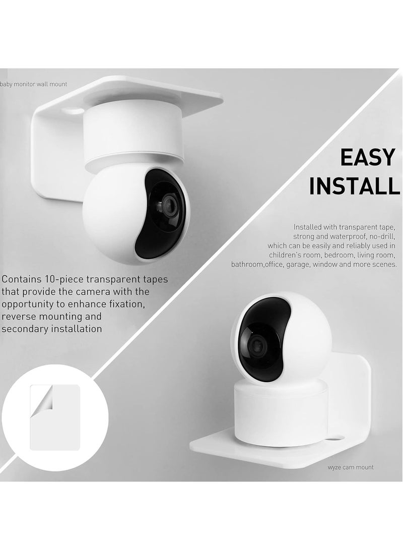 TPGP White Floating Wall Shelves Set of 3 for Security Cameras, Baby Monitors, Speakers & More - Universal Acrylic Small Wall Shelf with Cable Clips, 10-Piece Strong Tapes, No Drill - Image 4
