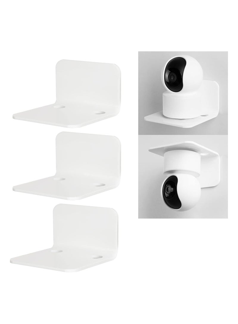 TPGP White Floating Wall Shelves Set of 3 for Security Cameras, Baby Monitors, Speakers & More - Universal Acrylic Small Wall Shelf with Cable Clips, 10-Piece Strong Tapes, No Drill - Image 1