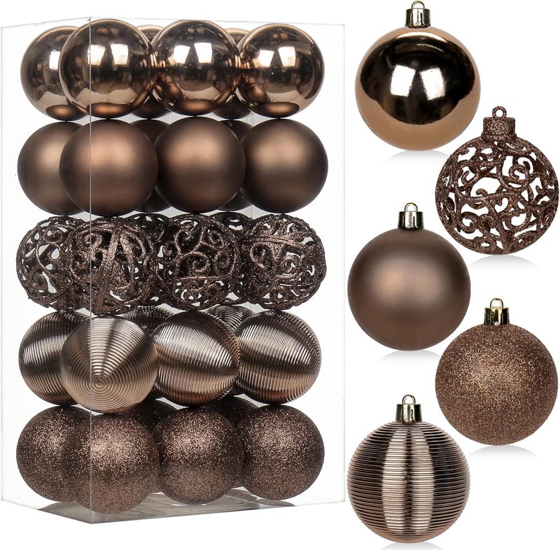 Briful 30PCS 2.36" Christmas Ball Ornaments Shatterproof Brown Christmas Tree Decorations Xmas Tree Balls Halloween Ornaments Décor - Image 1