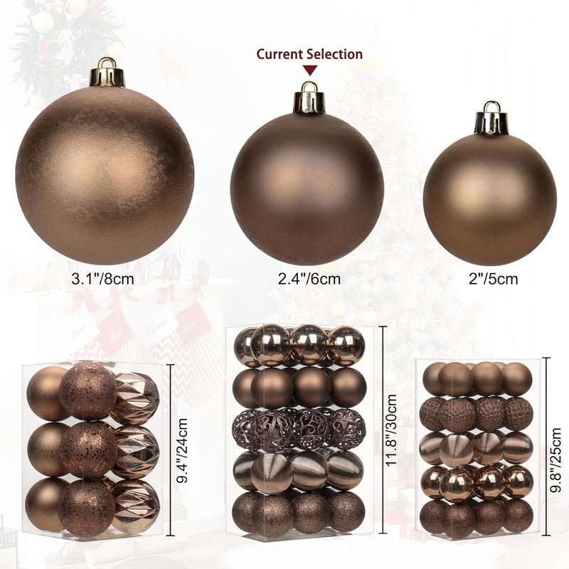 Briful 30PCS 2.36" Christmas Ball Ornaments Shatterproof Brown Christmas Tree Decorations Xmas Tree Balls Halloween Ornaments Décor - Image 3