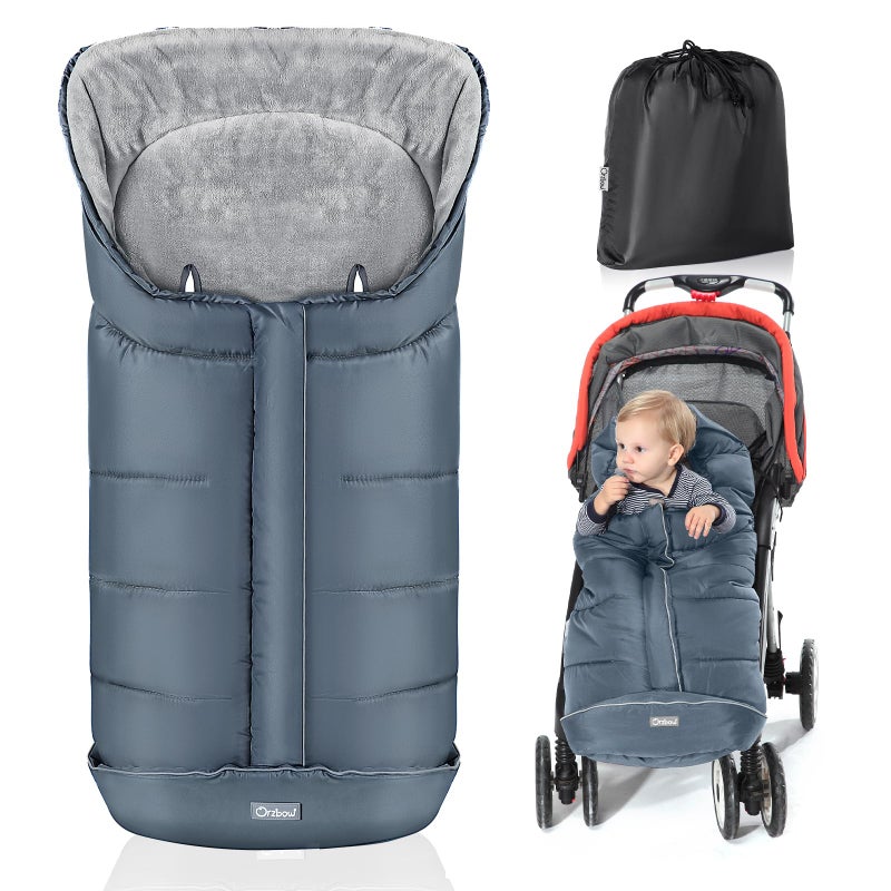 Orzbow Warm Bunting Bag Universal, Stroller Sleeping Bag Cold Weather, Waterproof Toddler Footmuff (Grey, Large) - Image 1