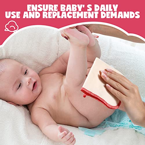 meekoo 45 Pcs Unbleached Flannel Cloth Baby Wipes Reusable Baby Diapers Wipes 8 x 8 Inch Soft and Sturdy Washable Natural Cloth Tissues Outer Stitching(Red) - Image 5
