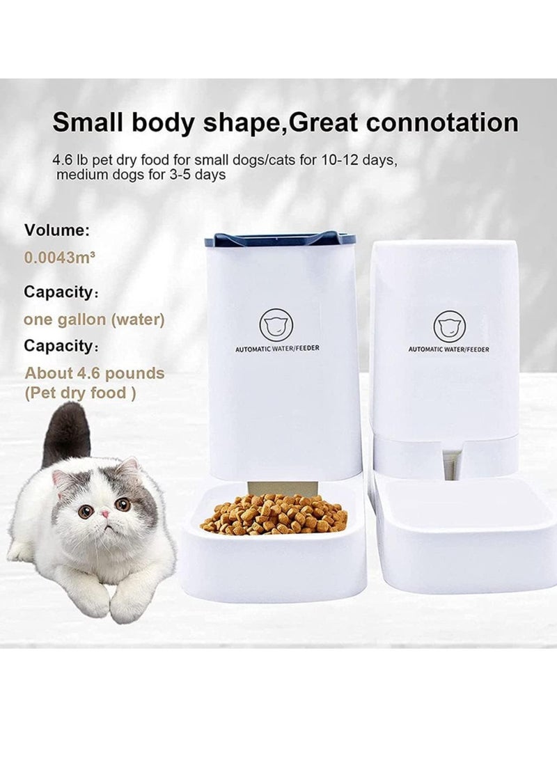 Large Gravity Automatic Waterer and Dry Food Dispenser Automatic Feeder-Dog Wet Food and Waterer Set-Suitable for Medium and Large Cats, Dogs, Cats and Puppies