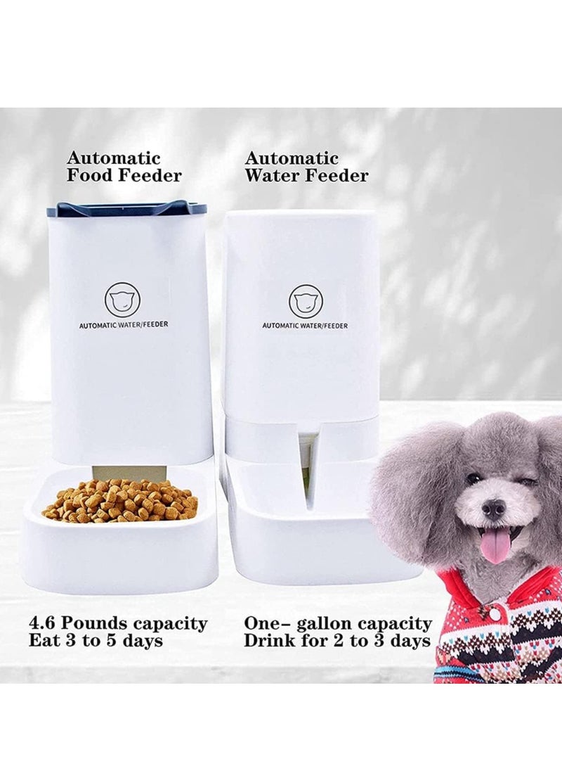 Large Gravity Automatic Waterer and Dry Food Dispenser Automatic Feeder-Dog Wet Food and Waterer Set-Suitable for Medium and Large Cats, Dogs, Cats and Puppies