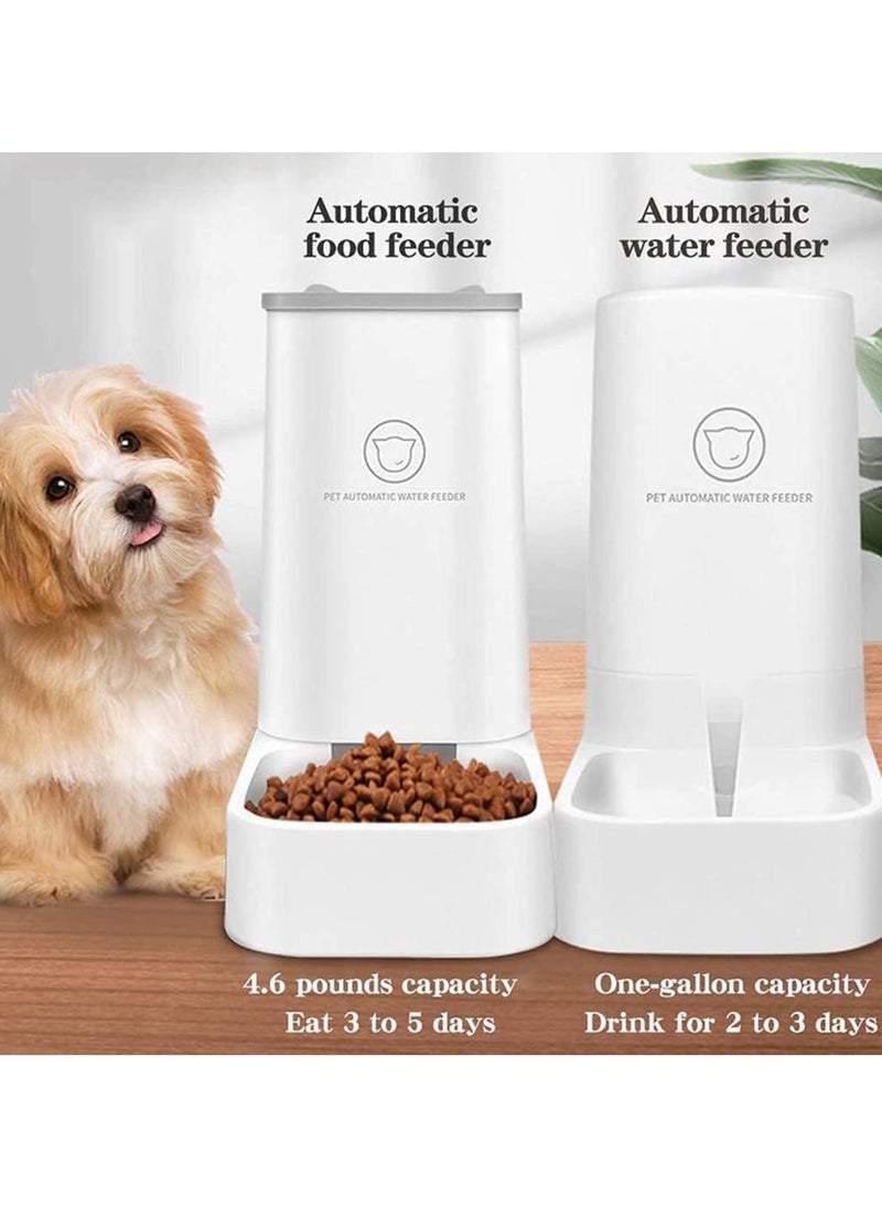 Large Gravity Automatic Waterer and Dry Food Dispenser Automatic Feeder-Dog Wet Food and Waterer Set-Suitable for Medium and Large Cats, Dogs, Cats and Puppies