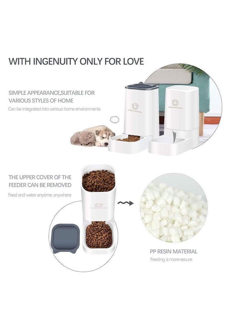 Large Gravity Automatic Waterer and Dry Food Dispenser Automatic Feeder-Dog Wet Food and Waterer Set-Suitable for Medium and Large Cats, Dogs, Cats and Puppies