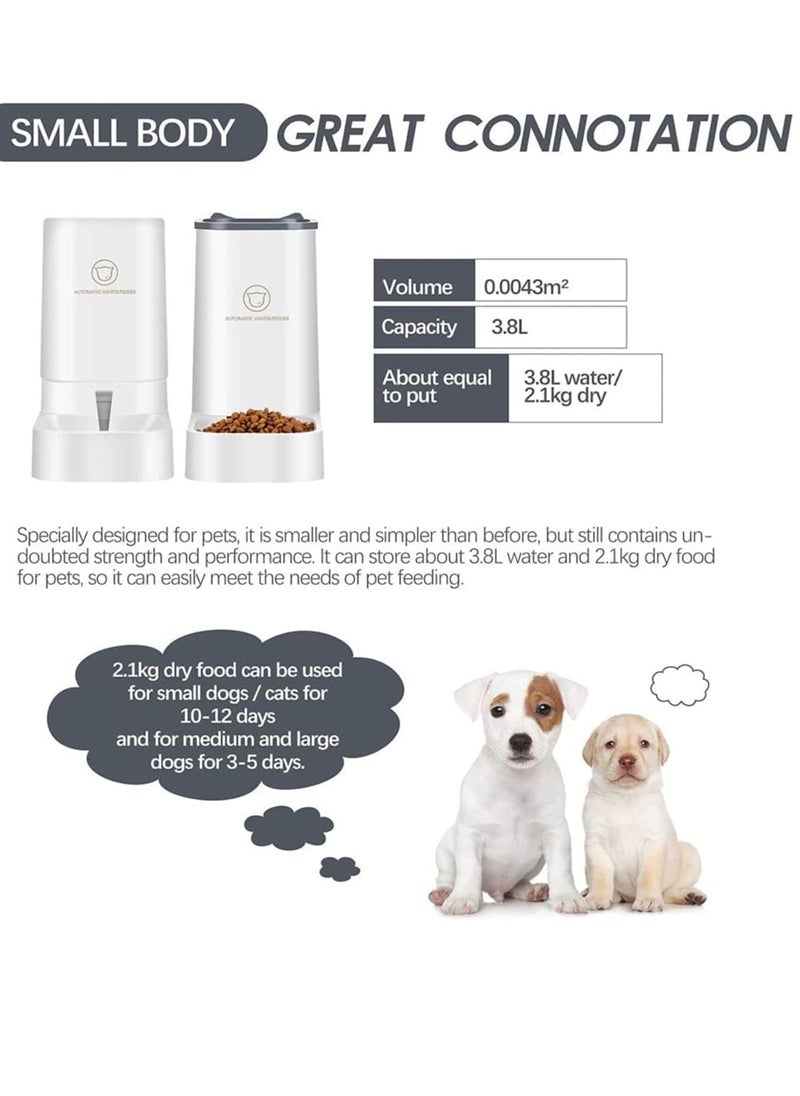 Large Gravity Automatic Waterer and Dry Food Dispenser Automatic Feeder-Dog Wet Food and Waterer Set-Suitable for Medium and Large Cats, Dogs, Cats and Puppies