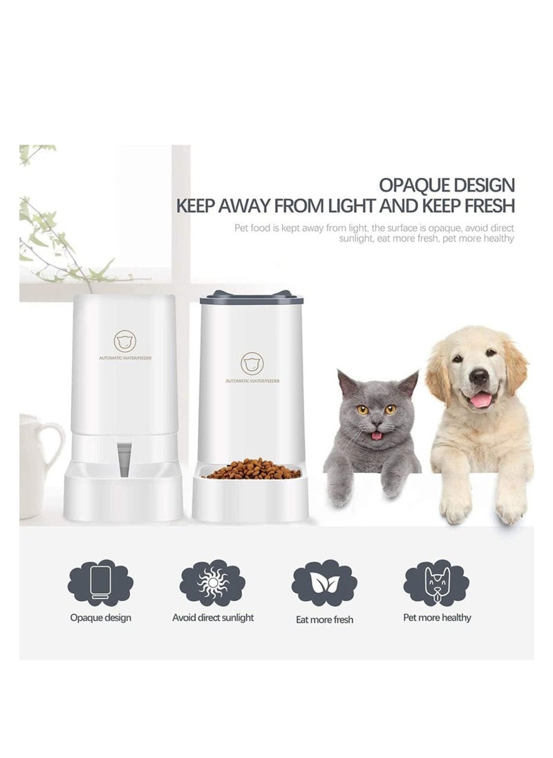 Large Gravity Automatic Waterer and Dry Food Dispenser Automatic Feeder-Dog Wet Food and Waterer Set-Suitable for Medium and Large Cats, Dogs, Cats and Puppies