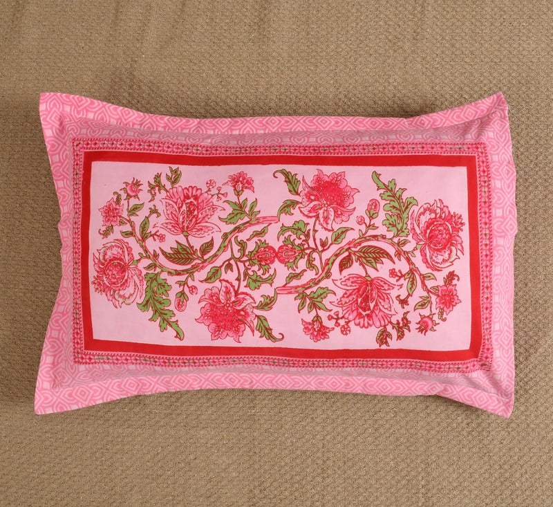 BSB HOME 100% Cotton Rajasthani Jaipuri Traditional Floral King Size Double Bedsheet with 2 Pillow Covers - Multicolor, 180-200 tc - Image 2