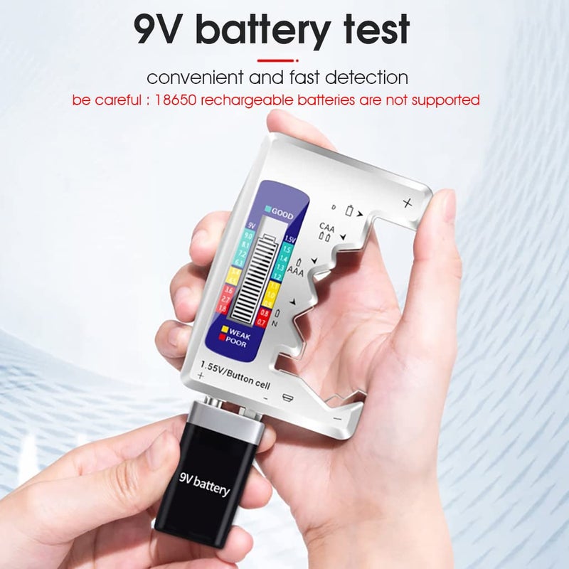 Serplex® Battery Tester, Universal Digital Battery Checker For AAA/AA / 9V/ C/D/N / 1.5V Button Cell Battery, Small Accurate Cell Tester, Battery Power Checker (Not For Rechargable Battery) - Image 3