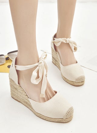 Closed Toe Espadrille Wedges Sandals Fashionable Slope Sandals With Thick Soles 9cm