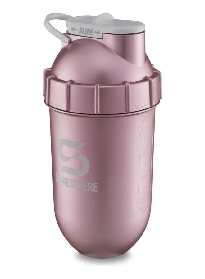 ShakeSphere Tumbler: Protein Shaker Bottle, 24oz ● Capsule Shape Mixing ● Easy Clean Up ● No Blending Ball or Whisk Needed ● BPA Free ● Mix & Drink Shakes, Smoothies - Rose Gold - Image 1