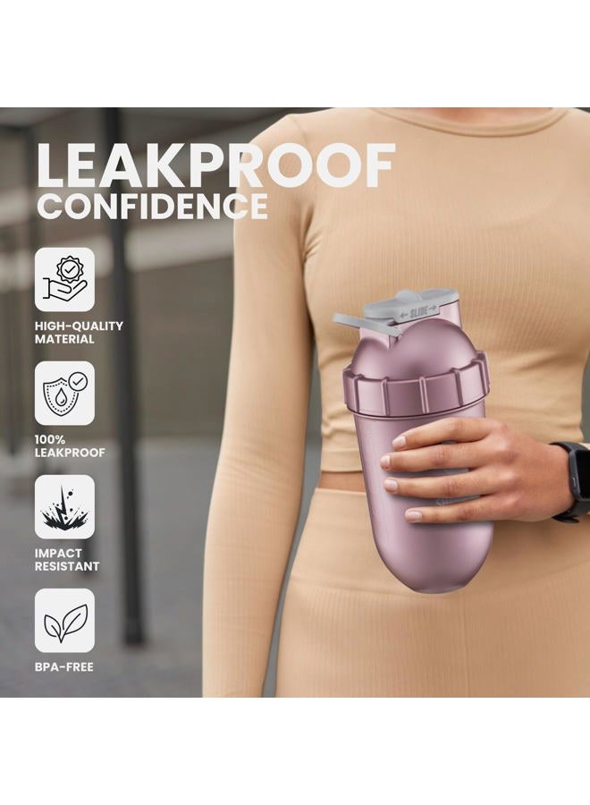 ShakeSphere Tumbler: Protein Shaker Bottle, 24oz ● Capsule Shape Mixing ● Easy Clean Up ● No Blending Ball or Whisk Needed ● BPA Free ● Mix & Drink Shakes, Smoothies - Rose Gold - Image 3