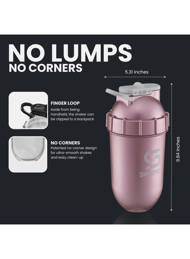 ShakeSphere Tumbler: Protein Shaker Bottle, 24oz ● Capsule Shape Mixing ● Easy Clean Up ● No Blending Ball or Whisk Needed ● BPA Free ● Mix & Drink Shakes, Smoothies - Rose Gold - Image 4