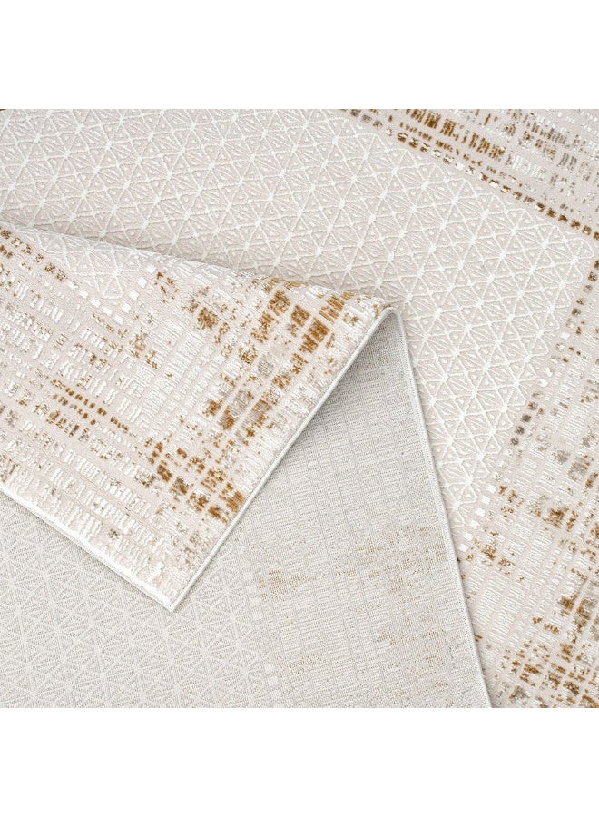 DANUBE HOME Amber Contemporary Rug  | Washable Contemporary Rugs Style | Polypropylene + Polyester Area Rug Floor Covering | Indoor Carpet For Living Room Dining Bedroom 240X340cm-White - Image 5