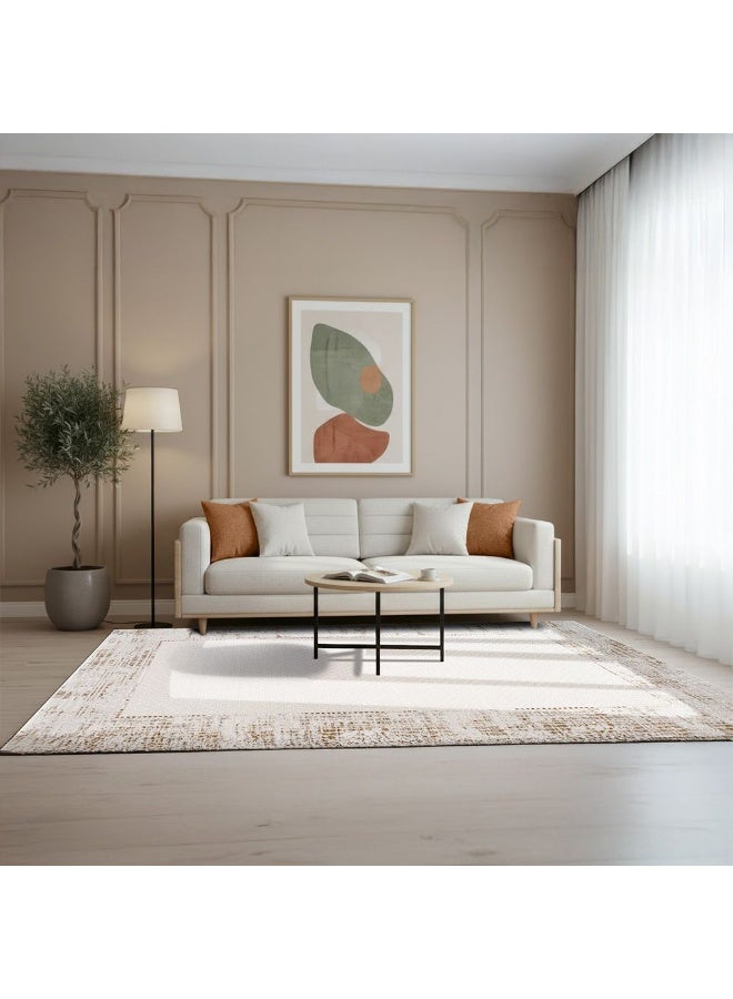 DANUBE HOME Amber Contemporary Rug  | Washable Contemporary Rugs Style | Polypropylene + Polyester Area Rug Floor Covering | Indoor Carpet For Living Room Dining Bedroom 240X340cm-White - Image 1