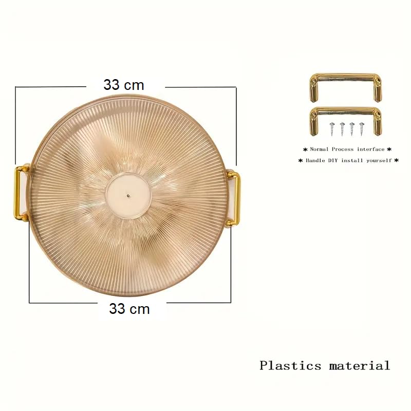 VPGS Serving Tray with Golden Handles, Acrylic Decorative Tray Round Tray, Serving Platter for Food/Drinks/Snack/Coffee/Tea, Display Tray for Home Bar Restaurant (Transparent) - Image 4