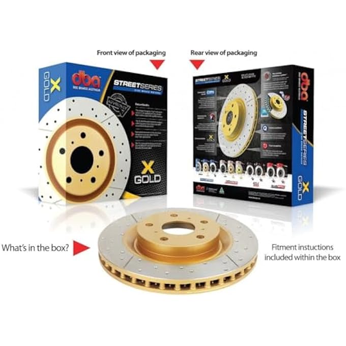 ريحني DBA DBA2001X Street Gold دوار فرامل قرصي خلفي مثقوب ومشقوق مع فتحات خلفية - Image 3