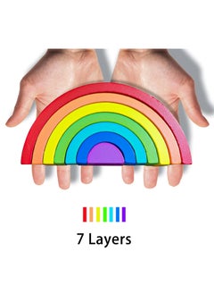 Cool Baby COOLBABY Arch Bridge Rainbow Building Blocks Kids Montessori Educational Games Color and Shape Cognitive Wooden Toys for Children  - Image 2