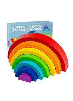 Cool Baby COOLBABY Arch Bridge Rainbow Building Blocks Kids Montessori Educational Games Color and Shape Cognitive Wooden Toys for Children  - Image 1