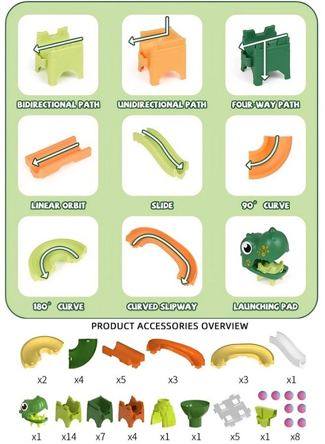 Vixplorn Children's marble track building blocks dinosaur toy 60PCS brick maze puzzle set track marble maze game toy set dinosaur toy suitable for 3 years old + boys and girls gifts - Image 3