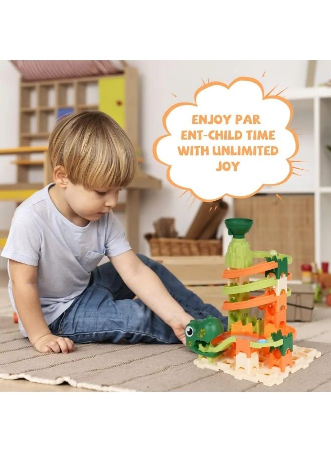 Vixplorn Children's marble track building blocks dinosaur toy 60PCS brick maze puzzle set track marble maze game toy set dinosaur toy suitable for 3 years old + boys and girls gifts - Image 5
