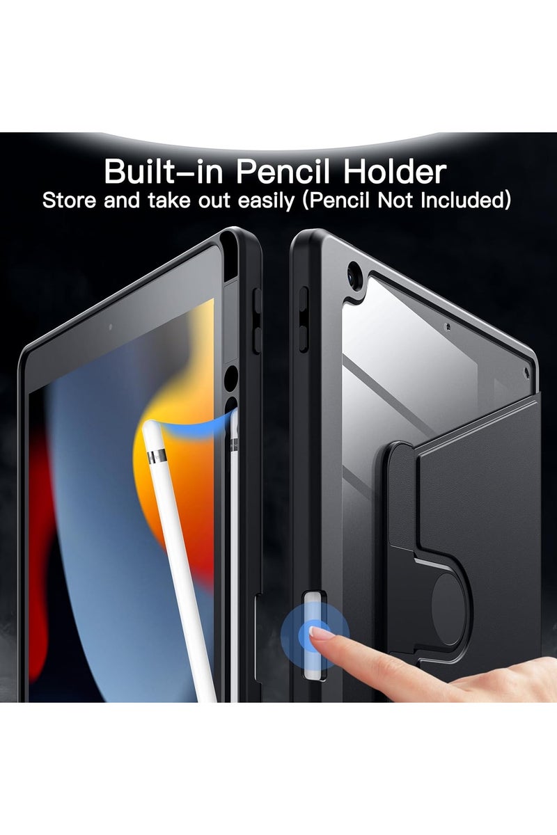 LEDIN 2 in 1 Rotating Case for iPad 7th (10.2-Inch, 2019 Model,7th Generation) with Pencil Holder,360 Degree Rotation Protective Stand Slim Cover Clear Back, Auto Wake/Sleep With Tempered Glass - Image 5