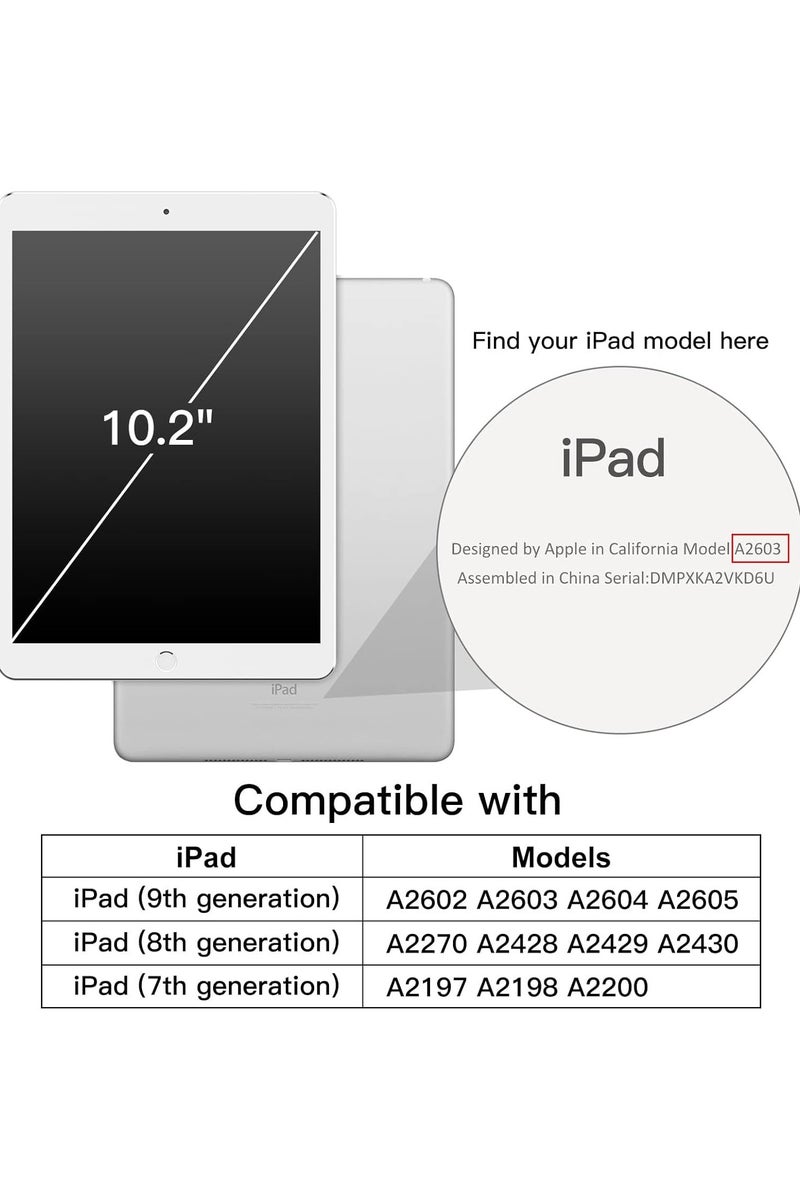 LEDIN 2 in 1 Rotating Case for iPad 7th (10.2-Inch, 2019 Model,7th Generation) with Pencil Holder,360 Degree Rotation Protective Stand Slim Cover Clear Back, Auto Wake/Sleep With Tempered Glass - Image 2