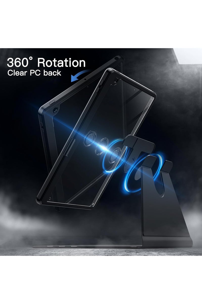 LEDIN 2 in 1 Rotating Case for iPad 7th (10.2-Inch, 2019 Model,7th Generation) with Pencil Holder,360 Degree Rotation Protective Stand Slim Cover Clear Back, Auto Wake/Sleep With Tempered Glass - Image 3