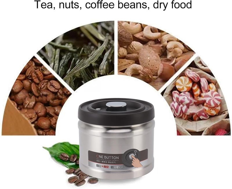 YUEHISY Coffee Canister, Vacuum Sealed Coffee Container, Steel Airtight Kitchen Food Storage Container for Grounds Coffee, Beans, Tea, Flour, Cereal, Sugar (750ML Stainless Steel Color) - Image 4