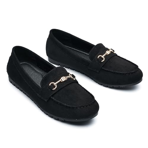 BGSTGUDS Women's Wide Loafers Shoes Cute Dressy Shoes Ladies Comfort Slip Ons Work Shoes, Black, Size 11W - Image 3