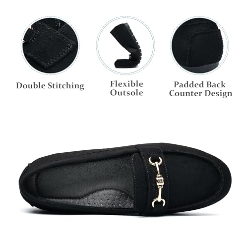 BGSTGUDS Women's Wide Loafers Shoes Cute Dressy Shoes Ladies Comfort Slip Ons Work Shoes, Black, Size 11W - Image 4