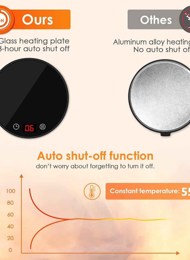 شو وو Coffee Mug Warmer with 2 Temp Settings, Auto Shut Off & 1-12H Timer - Keep Your Coffee, Tea, Milk, and Hot Beverages Warm at Home or Office Desk - Image 4