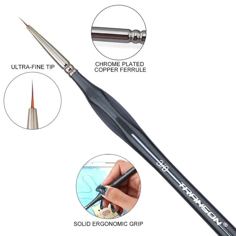 TRANSON مجموعة فرش رسم تفصيلية دقيقة من ترانسون 8 قطع مع مقبض مثلث للنماذج والرسم على الوجه مناسبة للأكريليك والغواش والألوان المائية والزيتية - Image 2