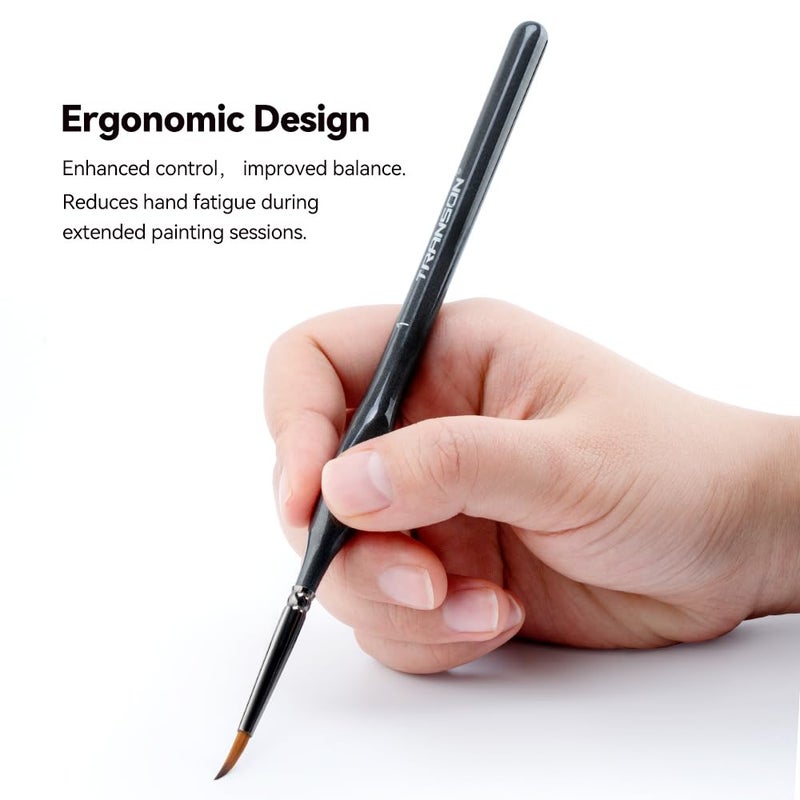 TRANSON مجموعة فرش رسم تفصيلية دقيقة من ترانسون 8 قطع مع مقبض مثلث للنماذج والرسم على الوجه مناسبة للأكريليك والغواش والألوان المائية والزيتية - Image 3