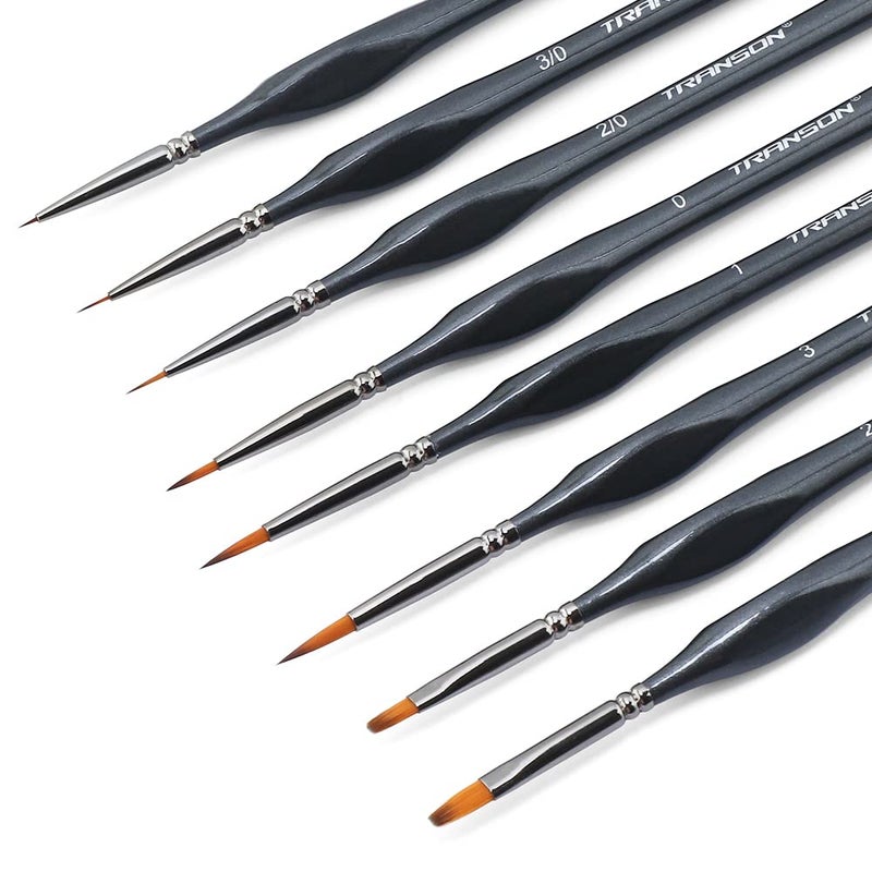 TRANSON مجموعة فرش رسم تفصيلية دقيقة من ترانسون 8 قطع مع مقبض مثلث للنماذج والرسم على الوجه مناسبة للأكريليك والغواش والألوان المائية والزيتية - Image 5