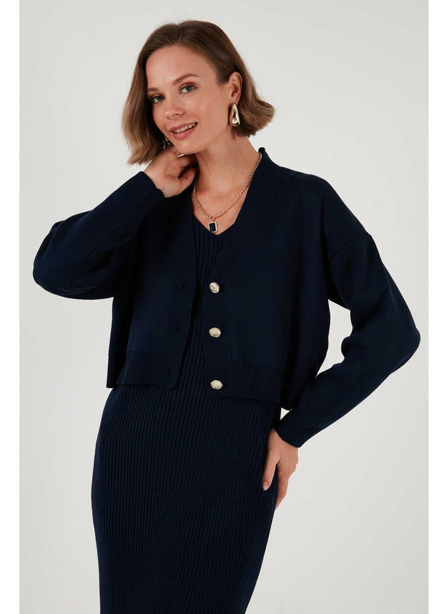 Lela V Neck Buttoned Knitwear Crop Cardigan Women's Cardigan 4616170  - Image 2