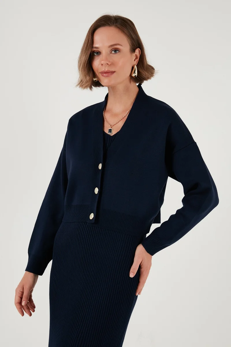 Lela V Neck Buttoned Knitwear Crop Cardigan Women's Cardigan 4616170