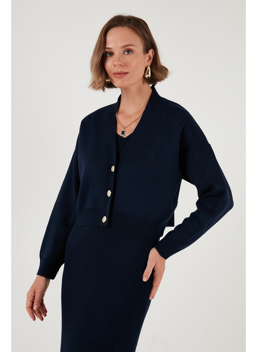 Lela V Neck Buttoned Knitwear Crop Cardigan Women's Cardigan 4616170  - Image 3