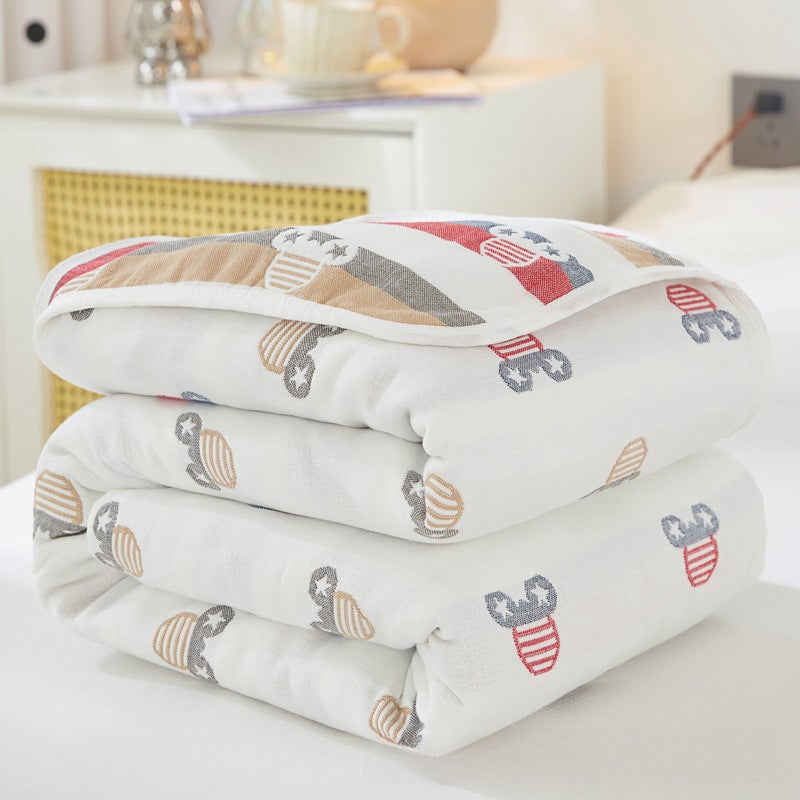 100% Cotton Lightweight Summer Baby Blanket (Mickey Brown) 