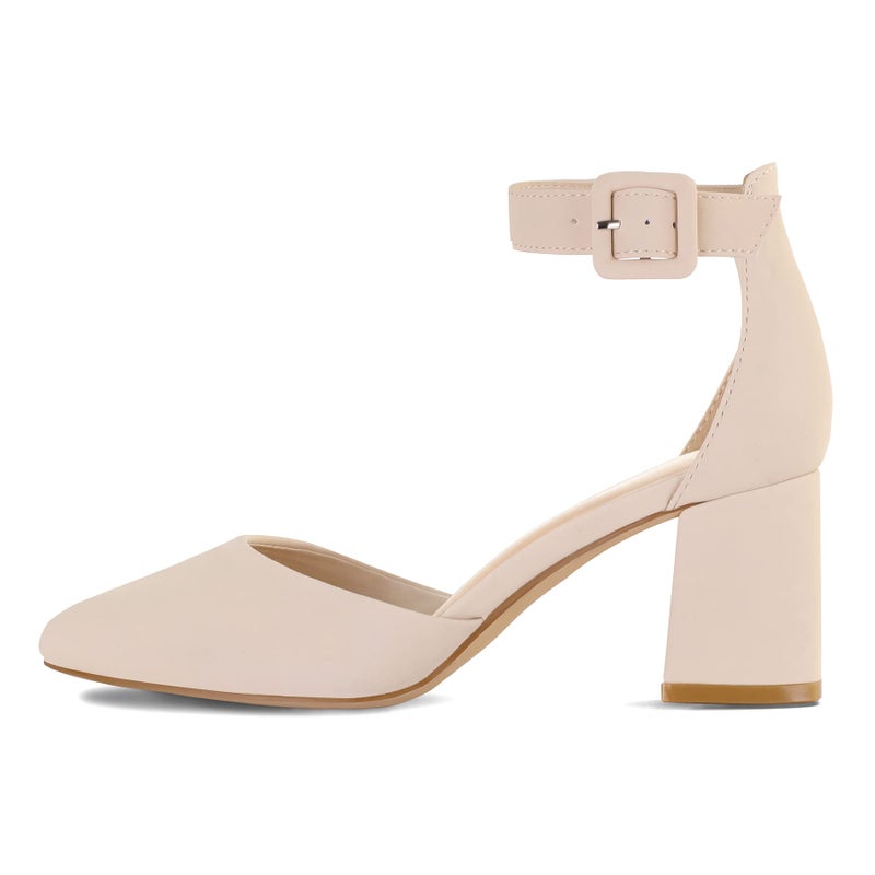 mysoft Women's Pointed Toe Low Chunky Heels Closed Toe Ankle Strap Dress Pump Shoes - Available in Wide Sizes - Image 3