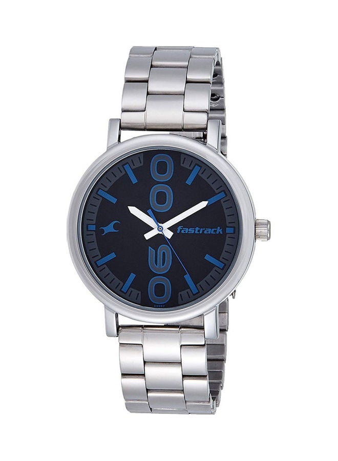 fastrack Men BOLD BLACK DIAL SILVER STAINLESS STEEL STRAP WATCH - Image 1