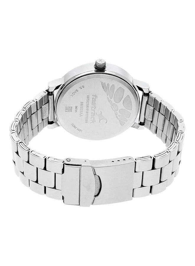 fastrack Men BOLD BLACK DIAL SILVER STAINLESS STEEL STRAP WATCH - Image 2