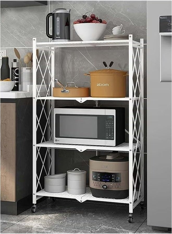 رولستيمي 4-طبقة طوي تخزين الرف ، متعدد الطبقات المطبخ غرفة المعيشة الطابق رف مع عجلات انفصال المعادن الرف ، الأبيض - Image 3